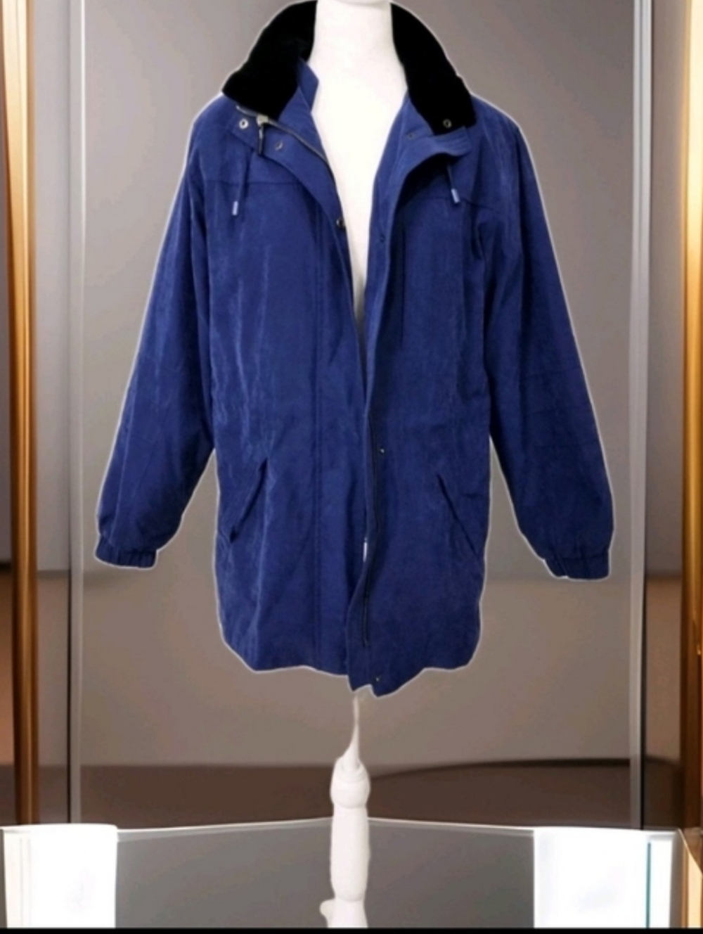 Gallery Sz S Royal Blue Jacket with Black Collar Hoodie and Soft Feeling To It .